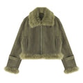 Leather-and-fur Jacket With Suede Lining Short Biker Style